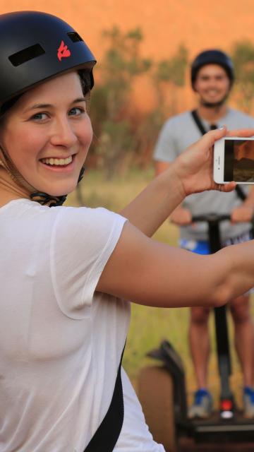 taking a photo on a segway